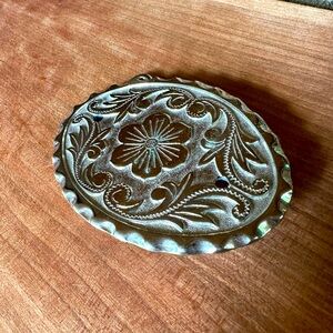 Floral Belt Buckle - Western Wear Cowboy Cowgirl Silver - Unisex